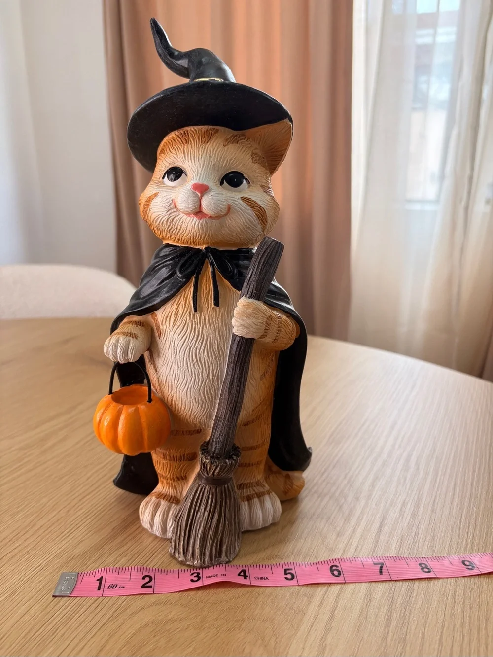 Halloween Figurine Figurine Orange Cat dressed as a Witch